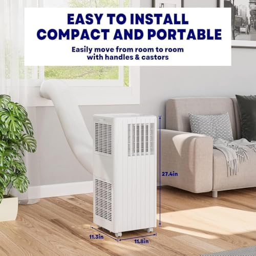 8000 BTU Portable Air Conditioner, Remote Control Air Conditioner with 24 Hour Timer, Cools up to 350 Sq. Ft. Low Noise/Energy Saving/Cooling for Bedroom, Office, White
