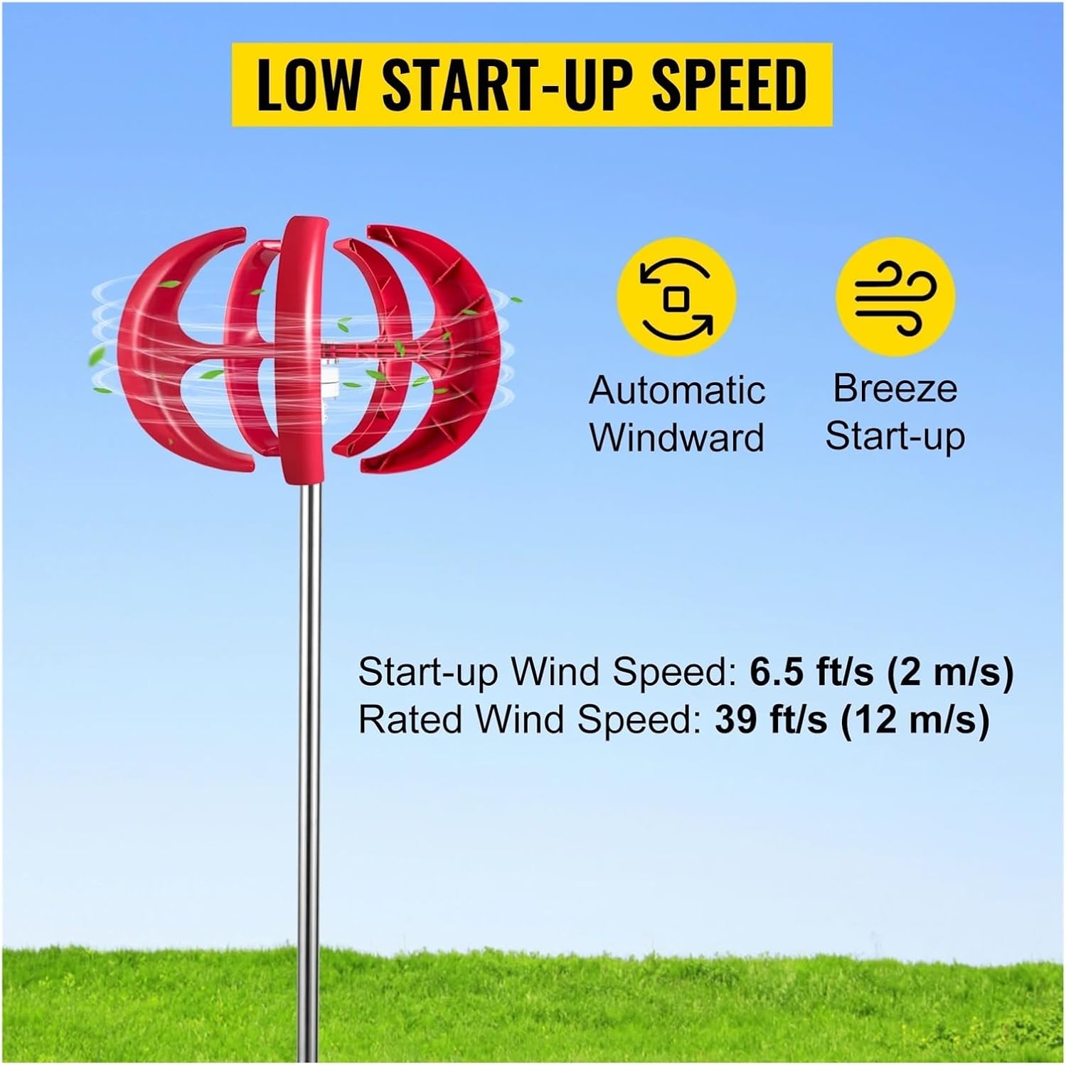 Vertical Axis Wind Turbine Generator 12V 100W/400W/600W tive Energy Generator Small Windmill with Controller Industrial Energy(100W)