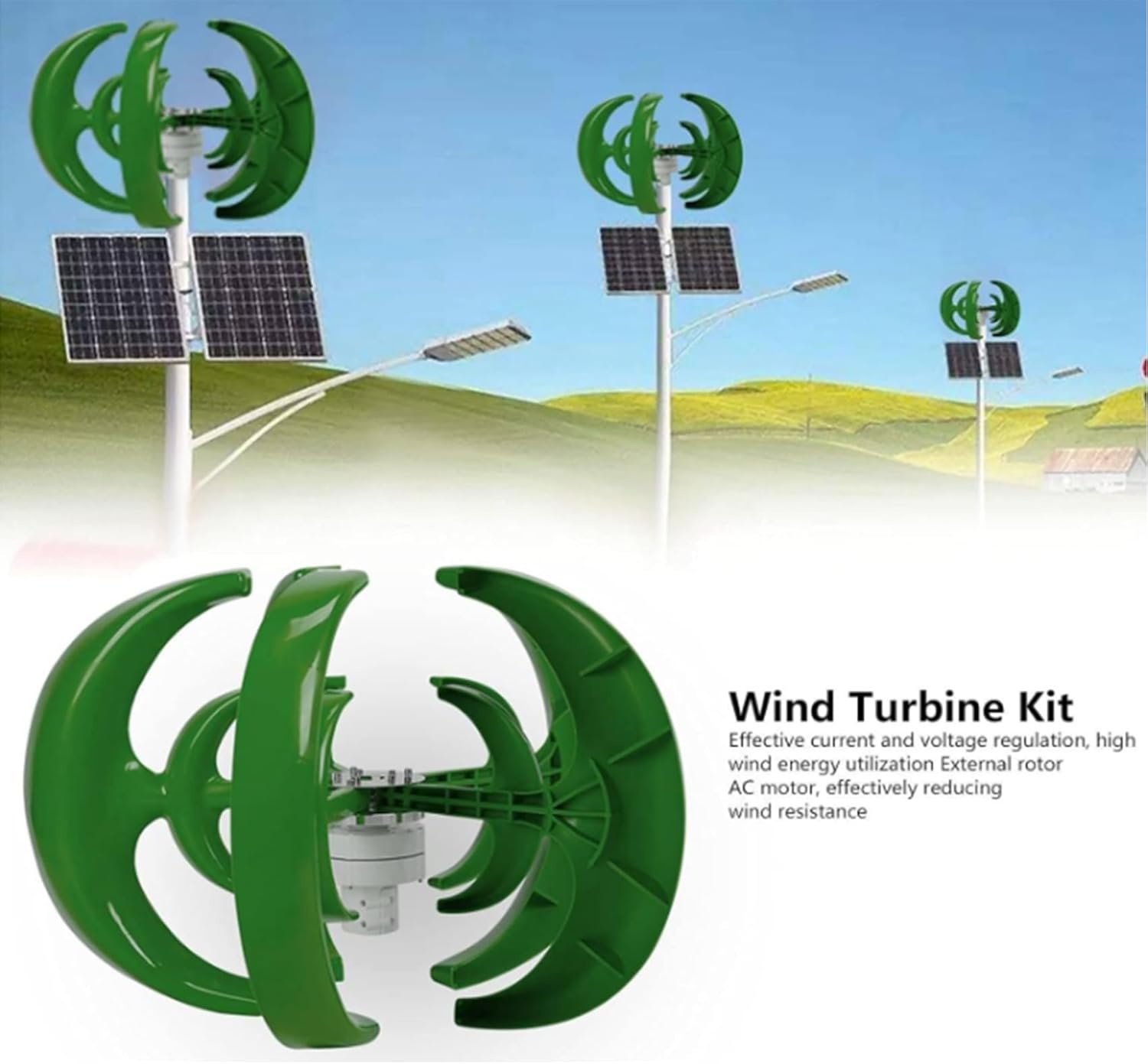 220V,Low Noise Wind Turbines Generator, 12V 24V 48V 6000W Vertical Wind Turbine Power Generator Low Wind Speed Start Cabins Or Mobile Homes