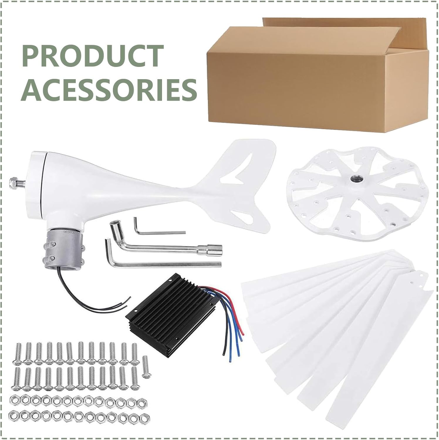 12000W Wind Turbine Generator Kit - 8-Blade Design, Solar Wind Hybrid Controller for 12V/24V/48V, Efficient Small Windmill for Home Energy, Eco-Friendly Renewable Power Solution