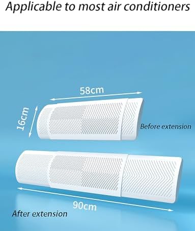 Air Conditioner Deflector for Ceiling Central Air Conditioning Telescopic Design 58-90cm, Angle Adjustable, Prevent The Air from Blowing Straight