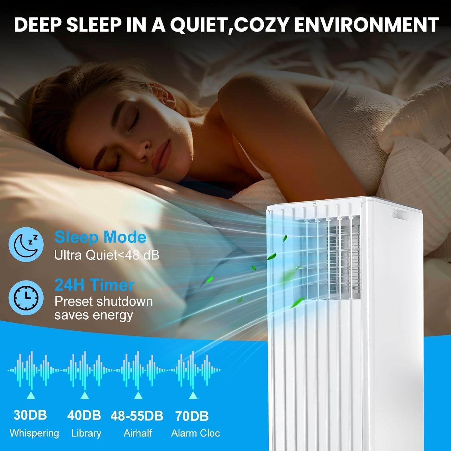 8000 BTU Portable Air Conditioners, 3-1 Mini Evaporative Air Cooler w/Remote, Cools up to 350 sq.ft, Quiet AC Unit with LED Display, Air Cooler for Room Bedroom