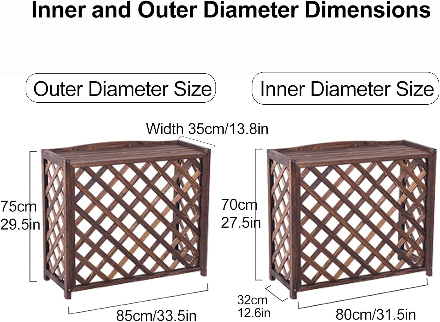 Ac Covers Decorative Ac Unit Cover Wood Air Conditioner Covers for Outside with Top Cover, Plant Stand Brown A