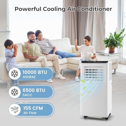 SIMOE 10000 BTU Portable Air Conditioner, 3-IN-1 Portable AC Unit for Room up to 350 Sq. Ft., Quiet Air Conditioner w/Remote Control, Cool, Fan, Dehumidifier, Timer, for Bedroom, Living Room, Office