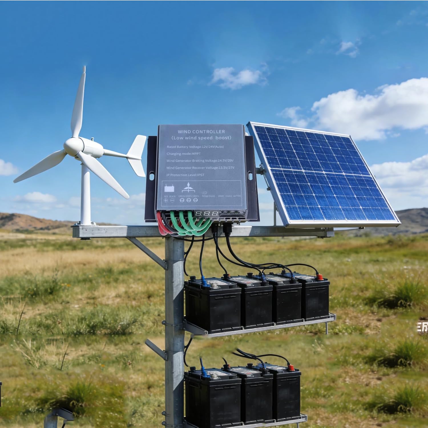 14000W MPPT Wind Turbine Charge Controller IP67 Waterproof Low Voltage Regulator,with Overcharge Protection and Display (12V-220V)