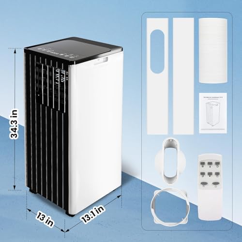 8000 BTU Portable Air Conditioner for Rooms Up to 350 Sq.Ft - Fan, Dry, Remote Control, Sleep Mode