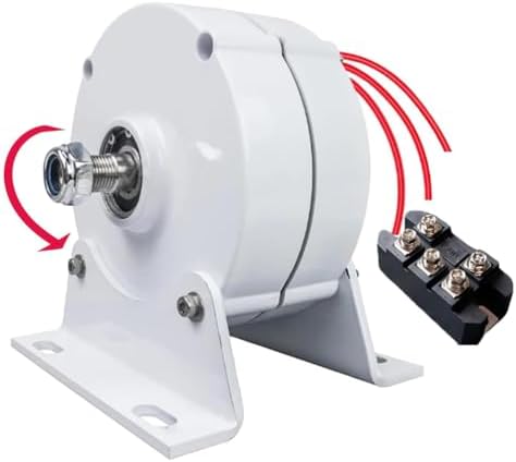 12000W Low Noise 3 Phase Permanent Magnet Generator - 12V-220V Alternator for Wind & Water Turbines, 50Hz RPM Controller Included