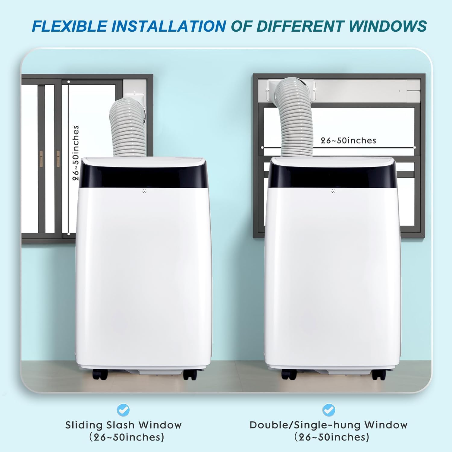 Portable Air Conditioner, 10000 BTU Portable AC Unit with Remote, Pipe Cools, Window kit up to 450 Sq. Ft for Home Office Dorms, White