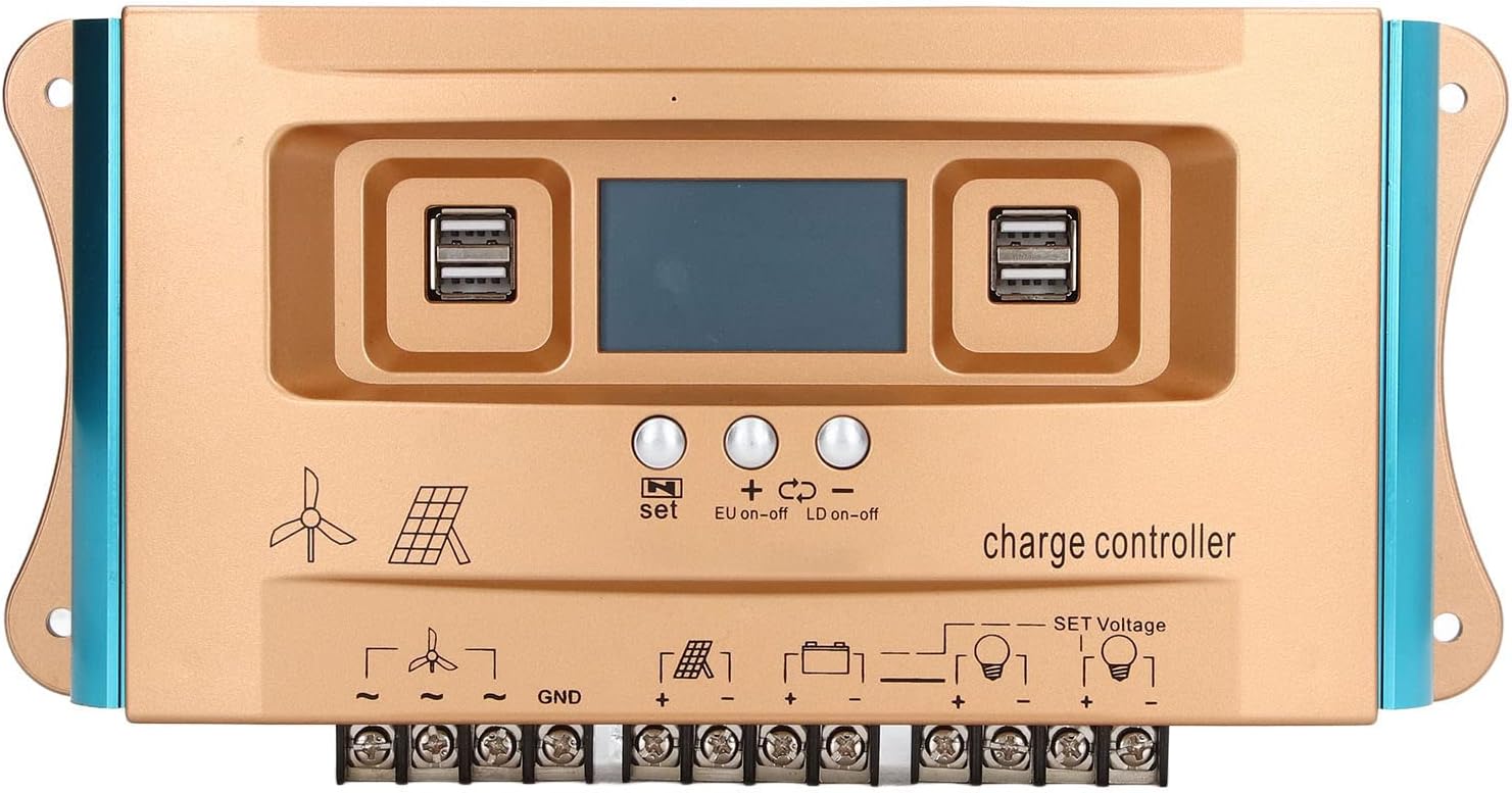 MPPT Solar Charge Controller Advanced Overcharge Protection Solar Panel Regulator for RV Home Systems 12V 24V 36V 48V 60V PC Material (100A)