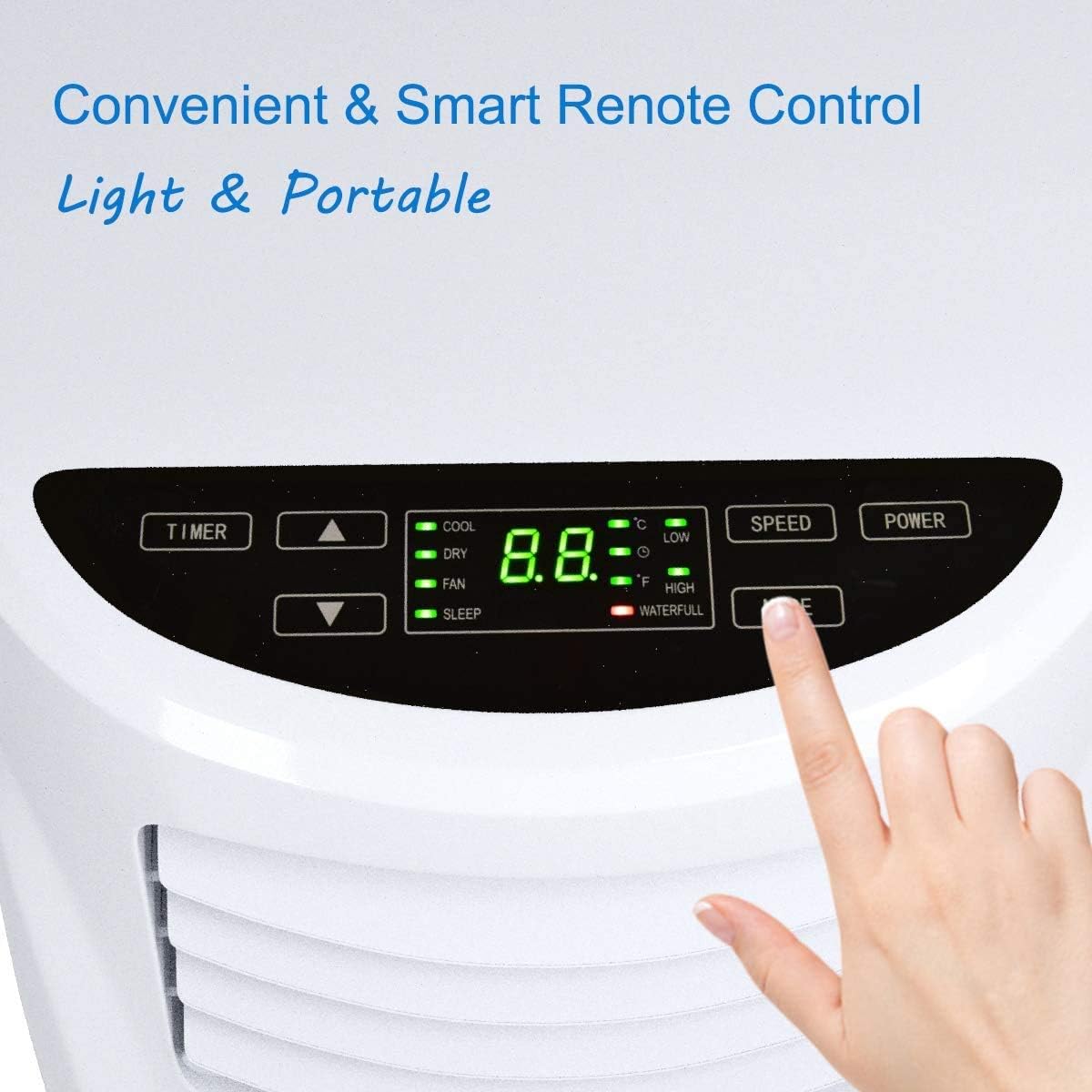 LDAILY Moccha 10000 BTU Portable Air Conditioner, 3-in-1 Cooler Fan Dehumidifier with 2 Fan Speeds, Remote Control and Digital LED Display Ultra-Quiet for Small Room Home Office