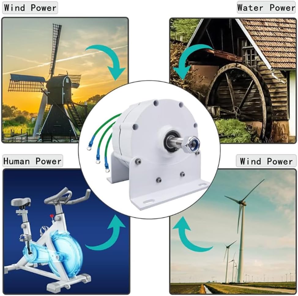 14000W 3 Phase Gearless Magnet AC Alternators,12V 24V 48V Low RPM Permanent Magnet Generator W/Controller Use for Wind Water Turbine