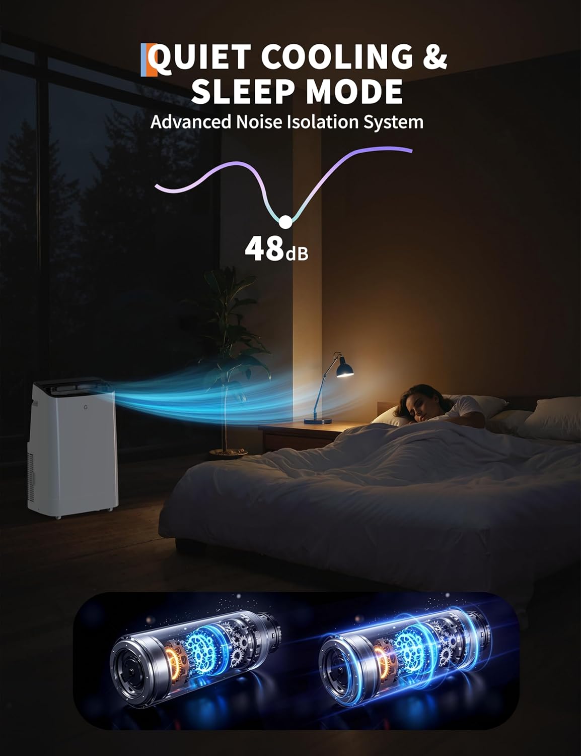 GarveeHome 14,000 BTUs Portable Air Conditioners Cool Up to 750 Sq.Ft, Quiet Portable AC Unit with Remote Control/LED Display/Installation Kits, 24h Timer with Fan & Dehumidifier for Home, Office