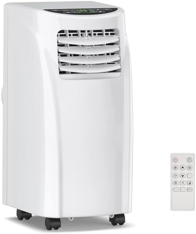 DORTALA Portable Air Conditioner, 8000 BTU 3-in-1 Floor AC Unit w/Dehumidifier Function, Fan Modes, Remote Control, Complete Window Wall Mount, 4 Caster Wheel, White