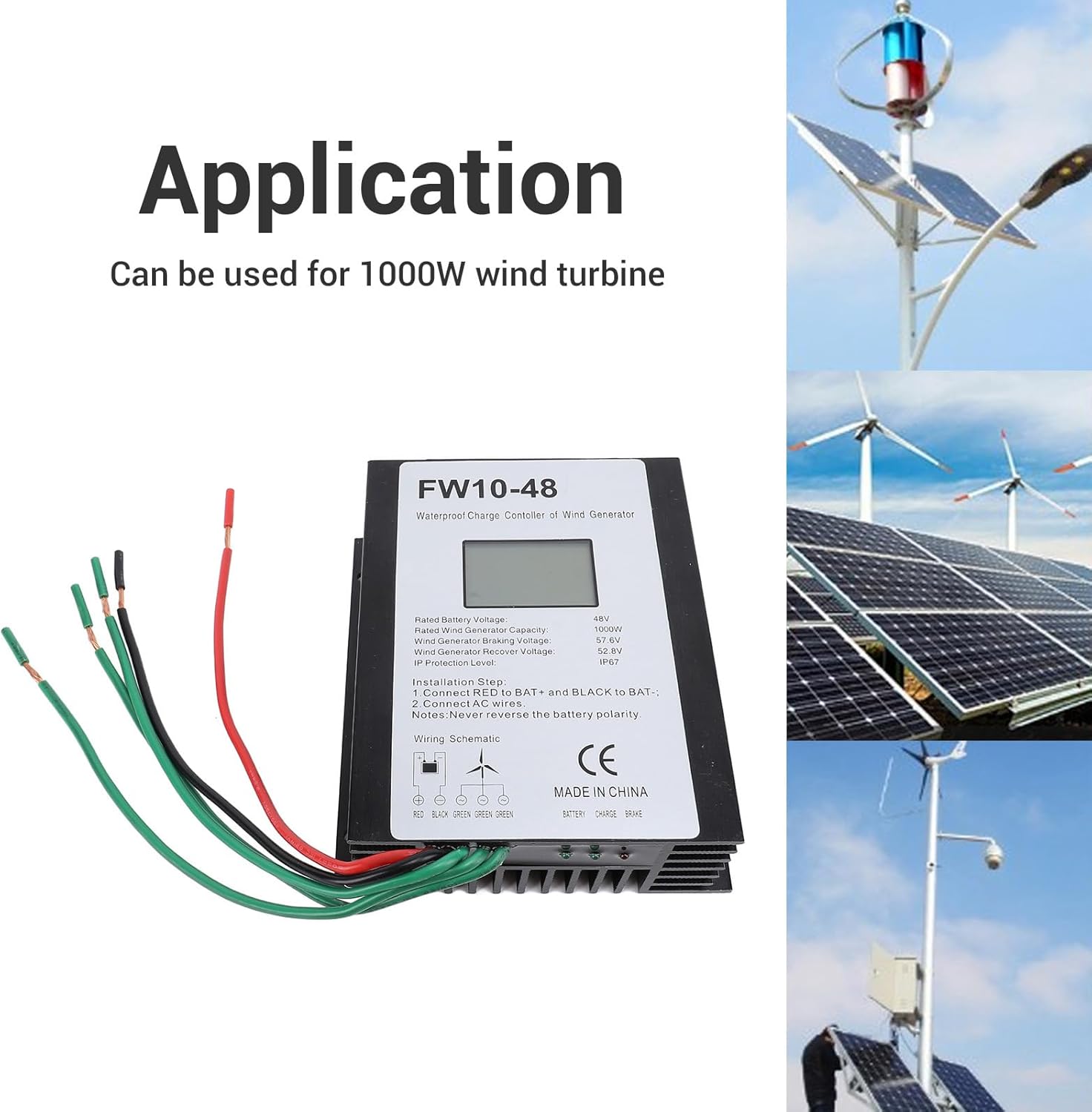 Tyenaza MPPT Wind Turbine Charge Controller 48V IP67 Water Automatic Regulator for 1000W Wind Turbine Generator