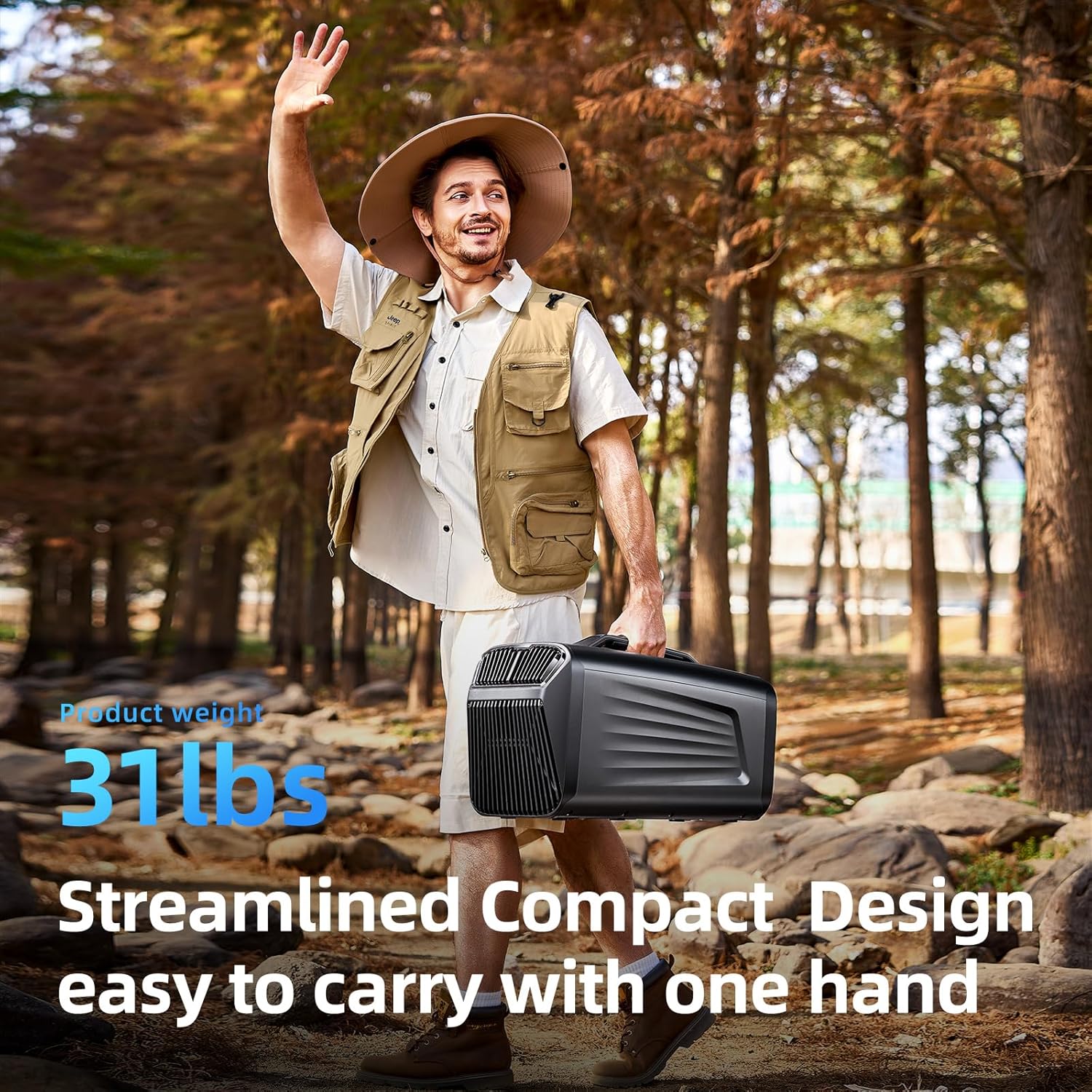 Portable Camping Air Conditioner for Outdoor and Indoor Use, Quiet Air conditoning For Small Rooms，5200BTU Fast Cooling Capacity for Tent AC (Gray)