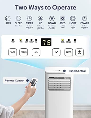 ZAFRO 8,000 BTU Portable Air Conditioners, Air Conditioners for Room up to 350 Sq.ft, Portable AC Unit with Remote/Digital Display/24Hrs Timer/Installation Kits for Home/Office/Dorms, White