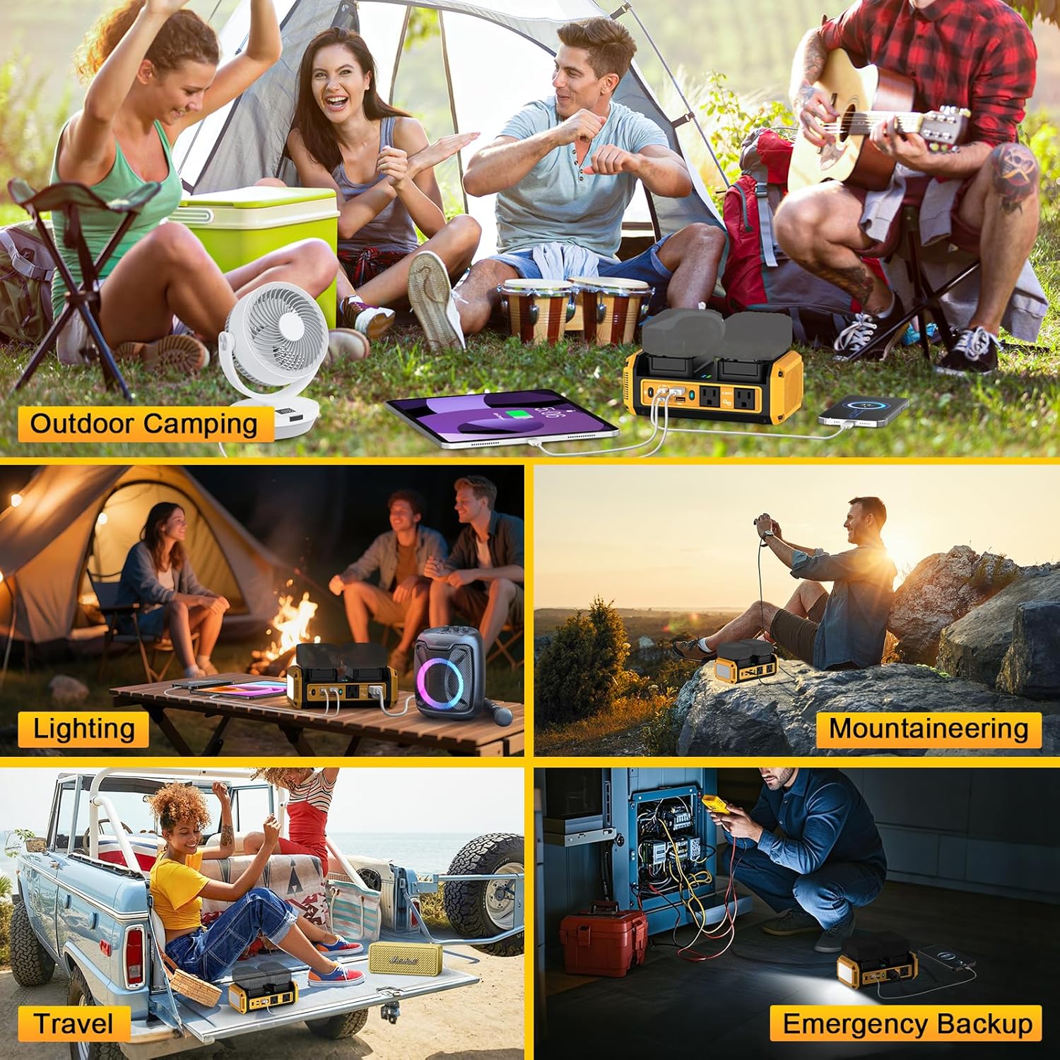 350W Pure Sine Wave Power Inverter Compatible with Dewalt 20V Battery, DC 20V to AC 120V Inverter, 7A Fast Charger & 2 AC Outlet, 2 USB Ports & 2 Type-C Ports, 600LM LED Work Light (No Battery)