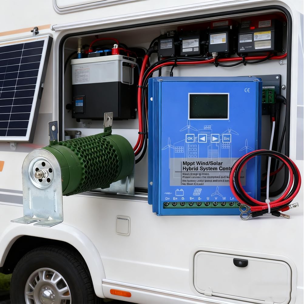 24v,HYZHANHONG Multifunctional Wind Solar Controller 4000W Wind Solar Hybrid Controller12v/24V/48V LCD Display MPPT Boost Charging, for Wind Turbine
