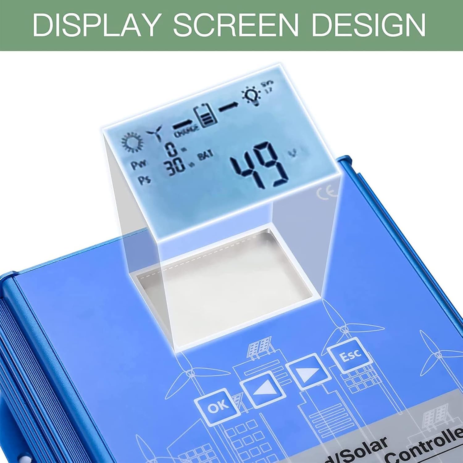 12v, 1200W Wind Solar Hybrid Charge Controller, IP67 Waterproof Auto 12V/24V Battery Off Grid Controller Boost MPPT 600W Wind Turbine, 600W Solar Panel (Blue)