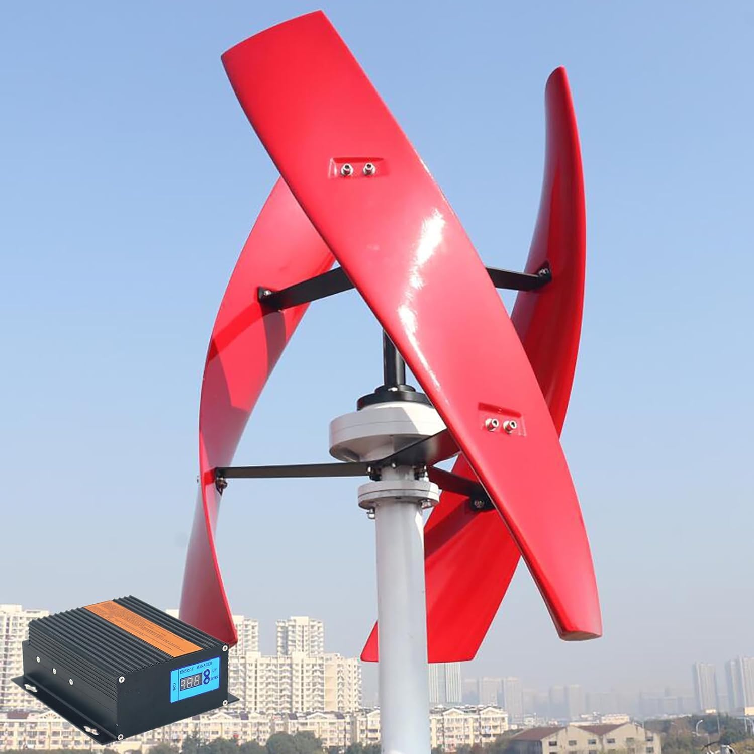 5000W Vertical Axis Maglev Wind Turbine Generator 3 Blades Wind Power Generator Kits Off Grid System with LCD MPPT Charge