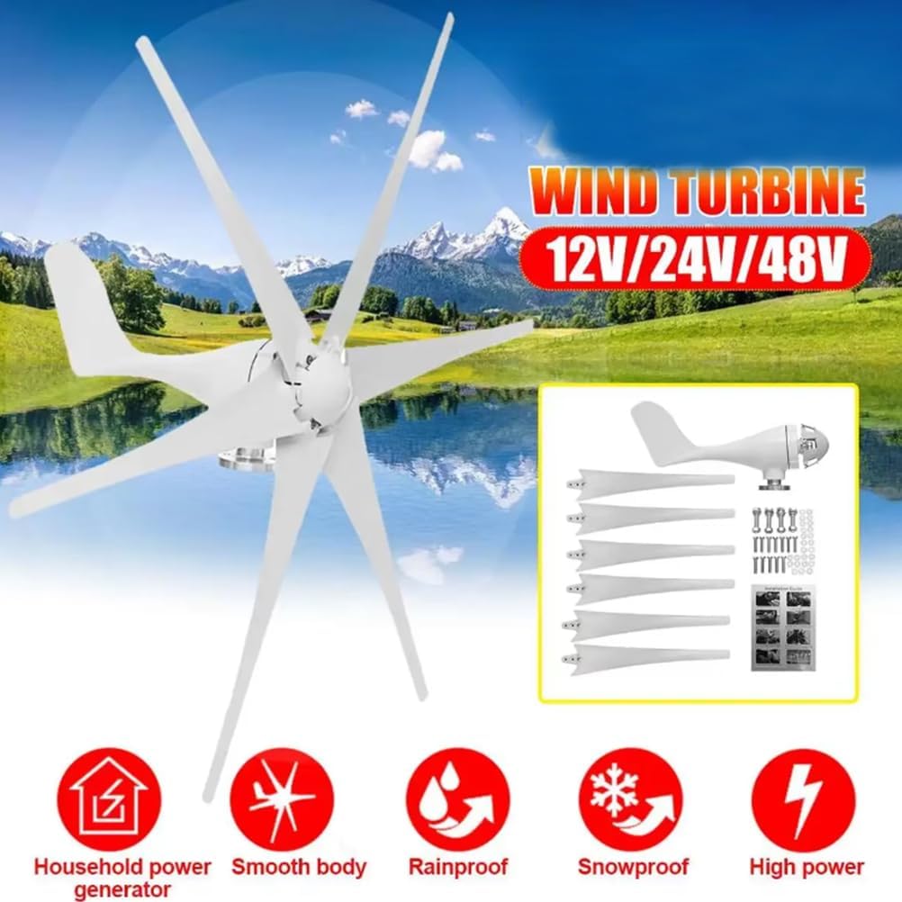 12v,HENGJINGTR 3000W Home Wind Turbine Power Generator AC 12V 24V 48V 220V Low Noise Horizontal Wind Turbine Generator with MPPT Charger for Windmill Off Grid System