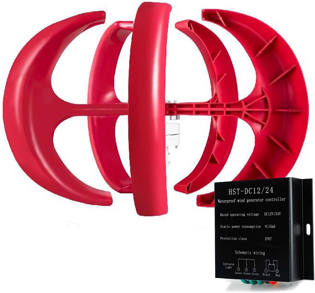 800W 12V 24VWind Power Turbine Generator Maglev generator Vertical Wind Generator with 5 Blade and Controller,12v