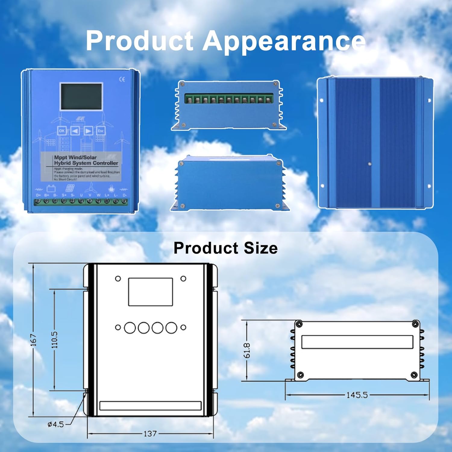 12V/24V 24V/48V Automatic Identification Wind Solar Controller, 18000W MPPT Hybrid Controller 24V/48V
