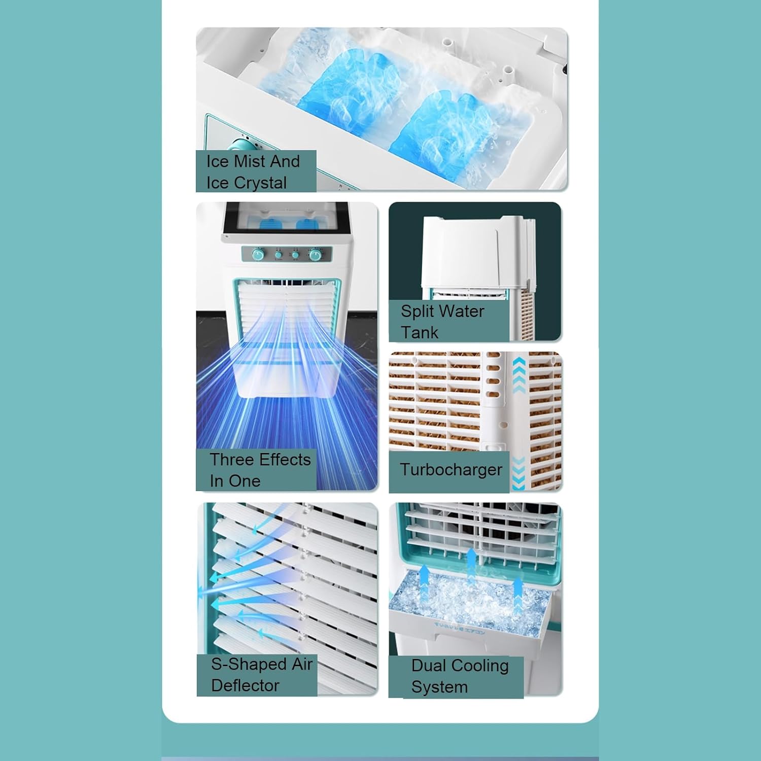 Portable Air Conditioners, Evaporative Air Cooler with 3 Speeds, Fast Cooling Windowless Portable Evaporative Coolers for Home Use(Orange)