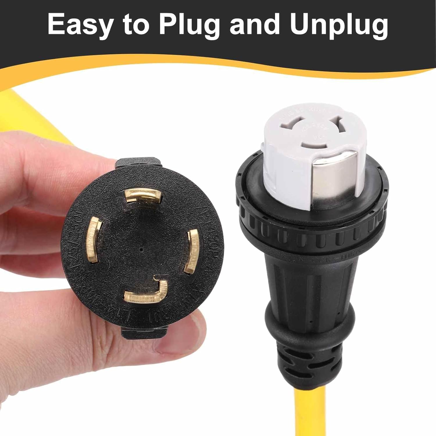 MECCANIXITY 25ft NEMA L14-30P to SS2-50R RV Marine Generator Transfer Switch Adapter Cord, 30A Generator Extension Cord L14-30P Male to 50A Marine Shore Power SS2-50R Female, 125V/250V