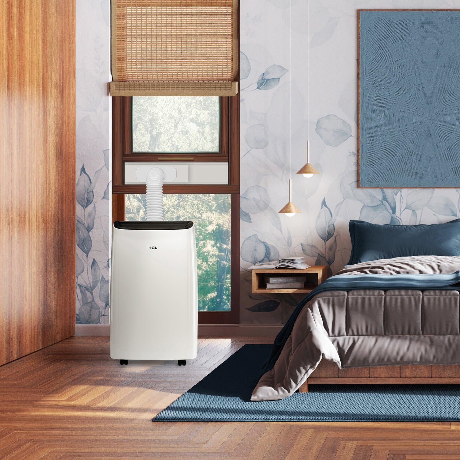 TCL H7P38W 7,000 SACC BTU Smart Portable Air Conditioner, Fan & Dehumidifier, 300 Sq. Ft, Ultra-Compact Design, Remote Control, Compatible with Alexa/Google Assistant, Install Kit Included, White