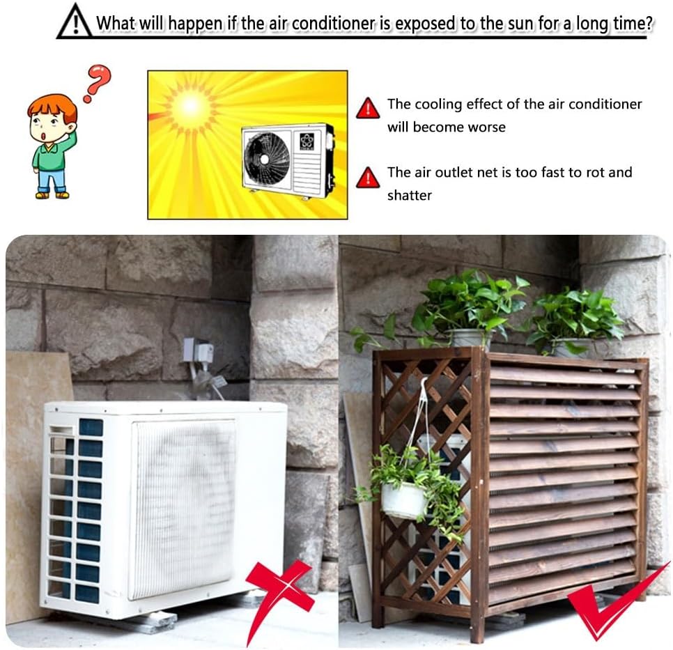 Portable Air Conditioner Cover for Outside Unit Weather Resistant Solid WoProtective Grilles Privacy Fence Screens Flower Rack Shutters Outdoor Plant Display Rack Storage Shelf (S