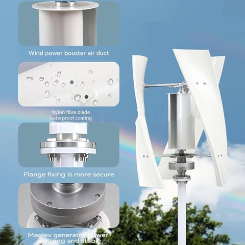 2000W Portable Wind Turbine Generator Kit - 3-Blade Vertical Windmill with Controller for 12V, 24V, 48V Systems - High Efficiency Helix Design for Renewable Energy Solutions