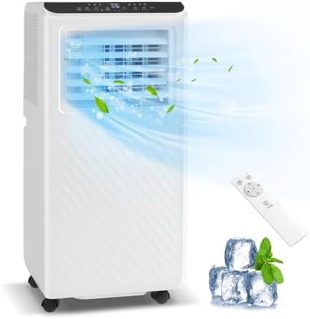 GOFLAME 10000 BTU 4-in-1 Portable Air Conditioner, AC Unit w/Cooling, Fan, Dehumidifier, sleep modes, 24H Timer, Remote Control, 4 Universal Casters & Window Kit Included, Cools Room up to 250 Sq.Ft