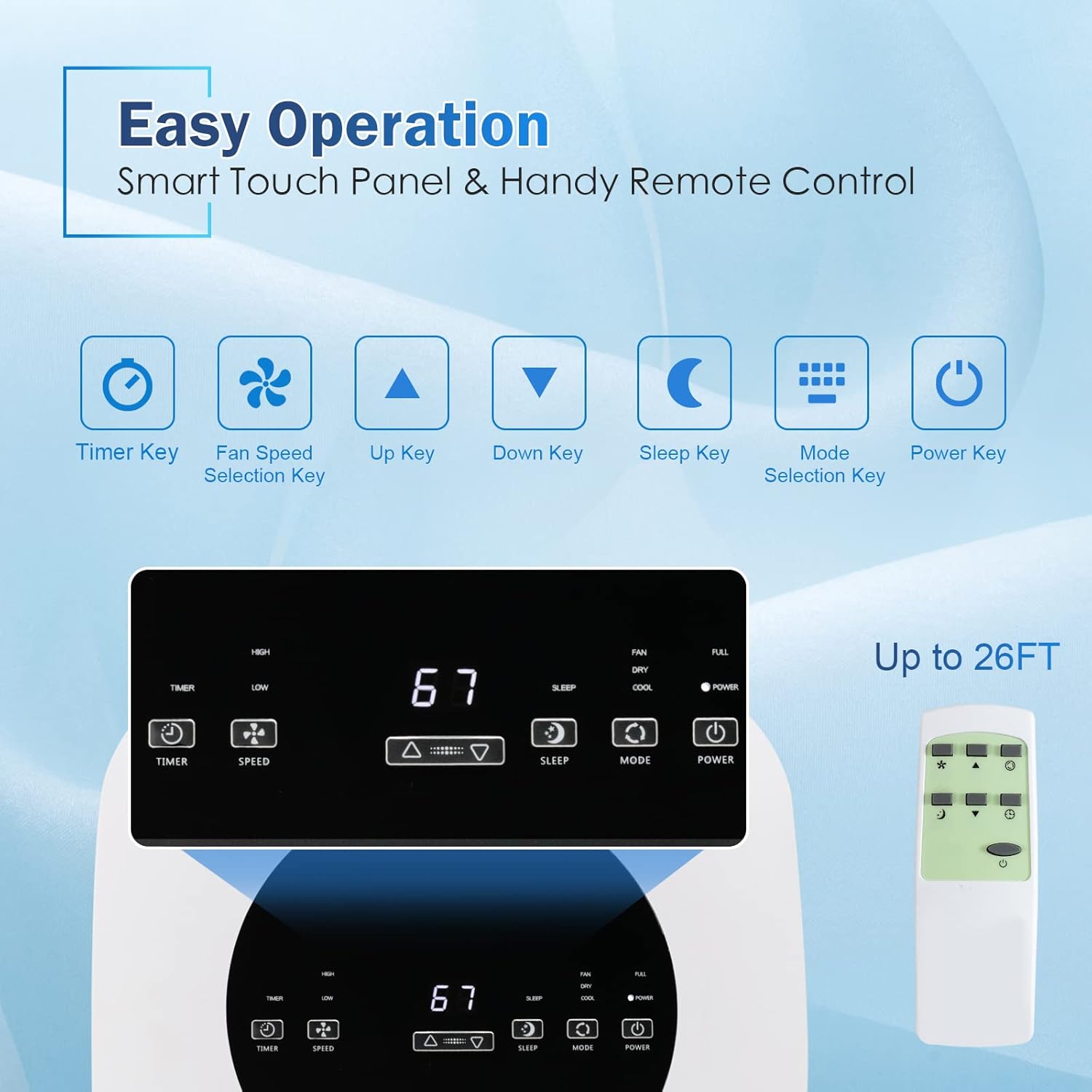 PETSITE Portable Air Conditioner 9000 BTU, 3 in 1 AC Cooling Unit with Air Cooler, Fan & Dehumidifier, LED Display & Remote Control, Cools up to 350 sq.ft