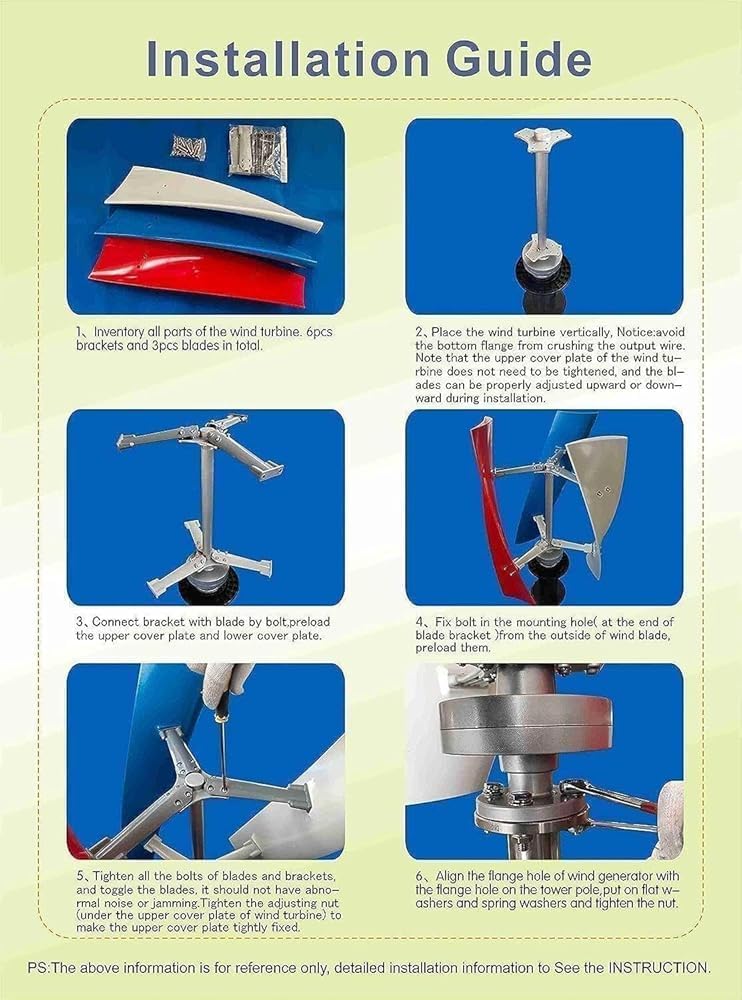 Portable 12V Vertical Wind Turbine Generator Kit - Helix Design with Charge Controller for Home, Marine & Industrial Use - Efficient & Colorful Renewable Energy Solution
