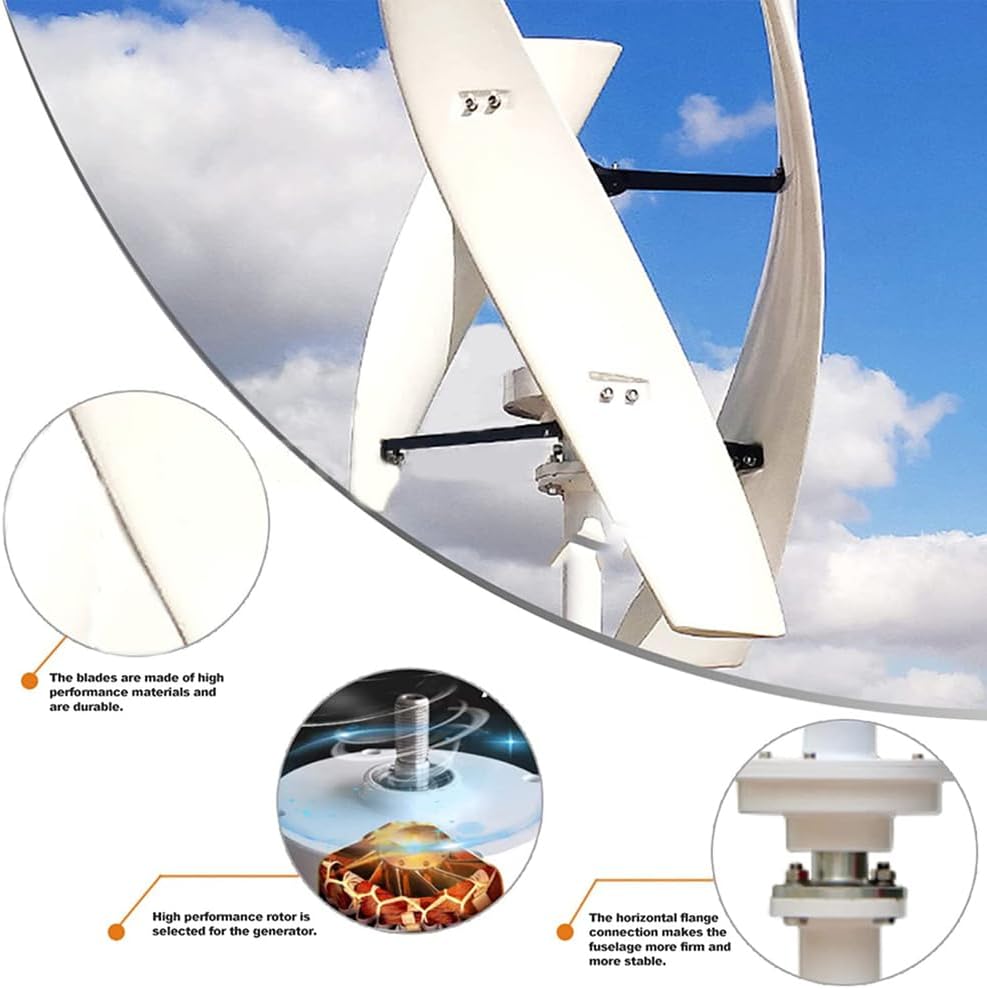 8000W High Power Home Wind Turbine Kit Horizontal Wind Turbine Generator,Low Noise with MPPT Controller 12V 24V 48V 220V for Street Lighting