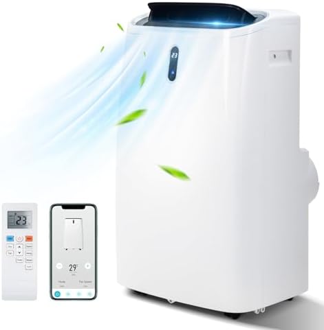 ARLIME 4-in-1 Portable Air Conditioner w/Remote Control, 14000 BTU AC Unit w/Cool, Heat, Fan, Dry & Sleep Mode, 24H Timer, Smart Phone Control, Air Cooler w/Window Kit, Cools Up to 700 sq.ft