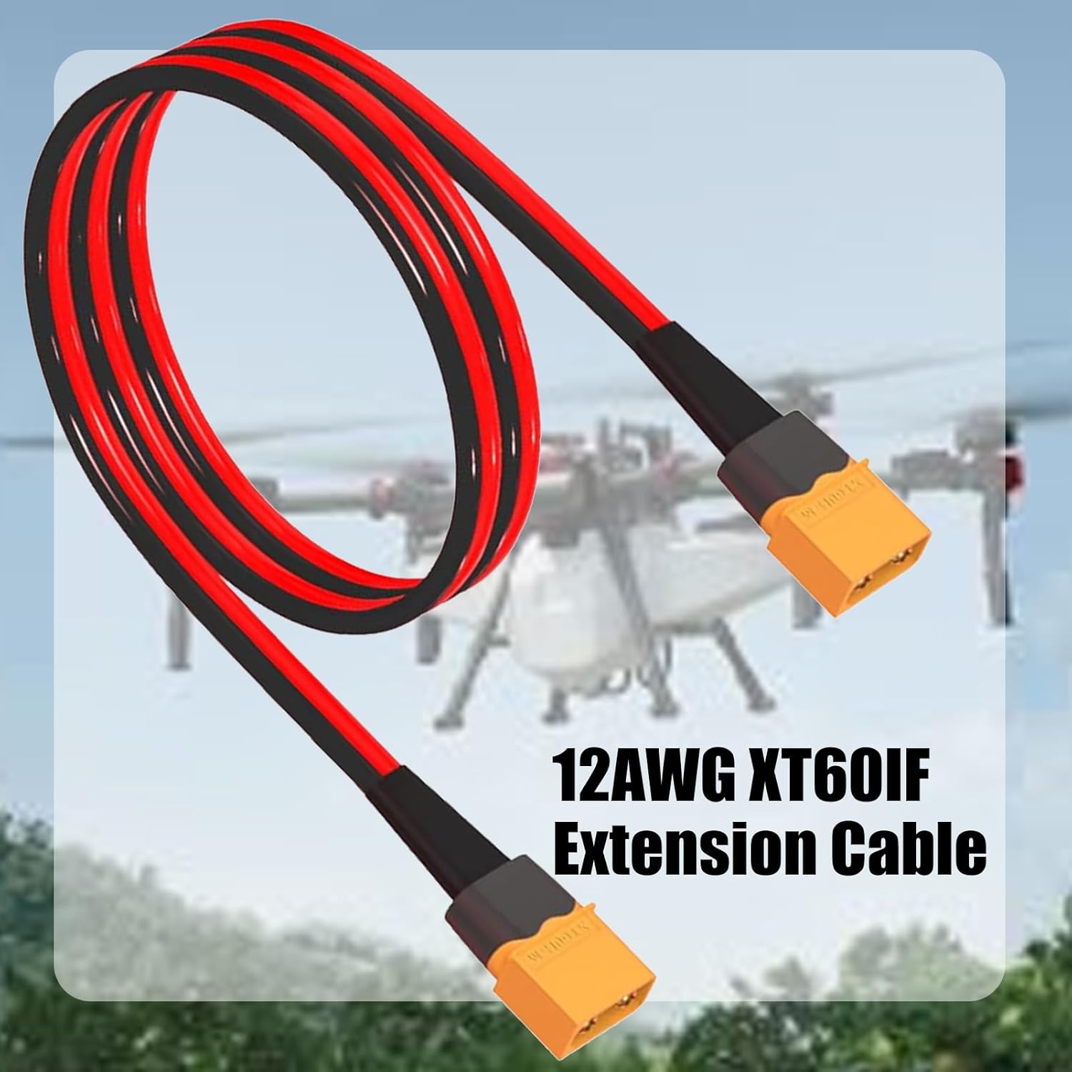 12AWG XT60 Male to Male Extension Cable Energy Storage Cord for Battery Solar Generator Mobile Power Station