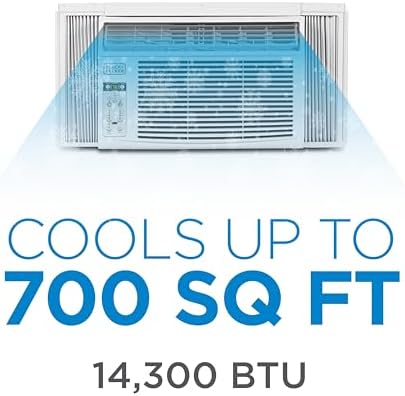 BLACK+DECKER Window Air Conditioner 14300 BTU, AC Window Unit Cools Up to 700 Square Feet, Window AC Unit with Remote Control, 3 Cooling Speeds and Fan Only Function, BD145WT6, White