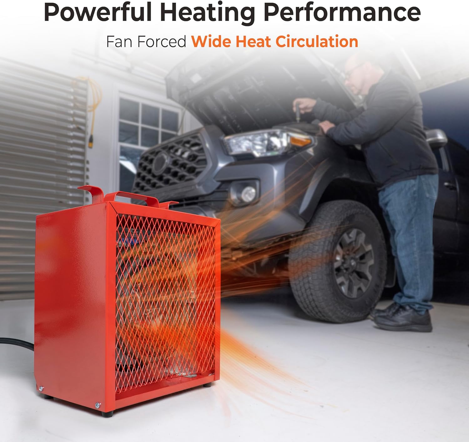 Comfort Zone CZ290 NEMA 6-30P 4,800-Watt Fan-Forced Industrial Heater, Integrated Thermostat Control, Heavy Gauge Steel, Carry Handle with Rubber Feet and Overheat Protection, Red