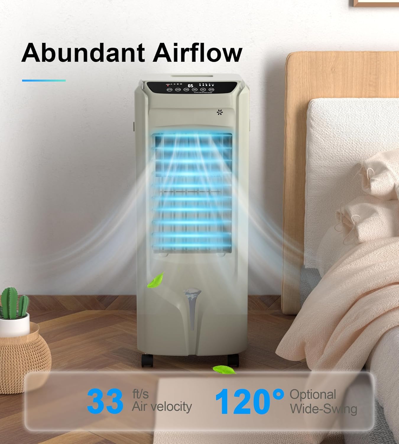 1800 CFM Swamp Cooler Air Conditioner,3-IN-1 Evaporative Air Cooler with 4.2Gal Water Tank & 4 Ice Packs,120° Swing,12H Timer,Remote,3 Modes & 3 Speeds,Air Cooler for Room Bedroom Office,Bright White