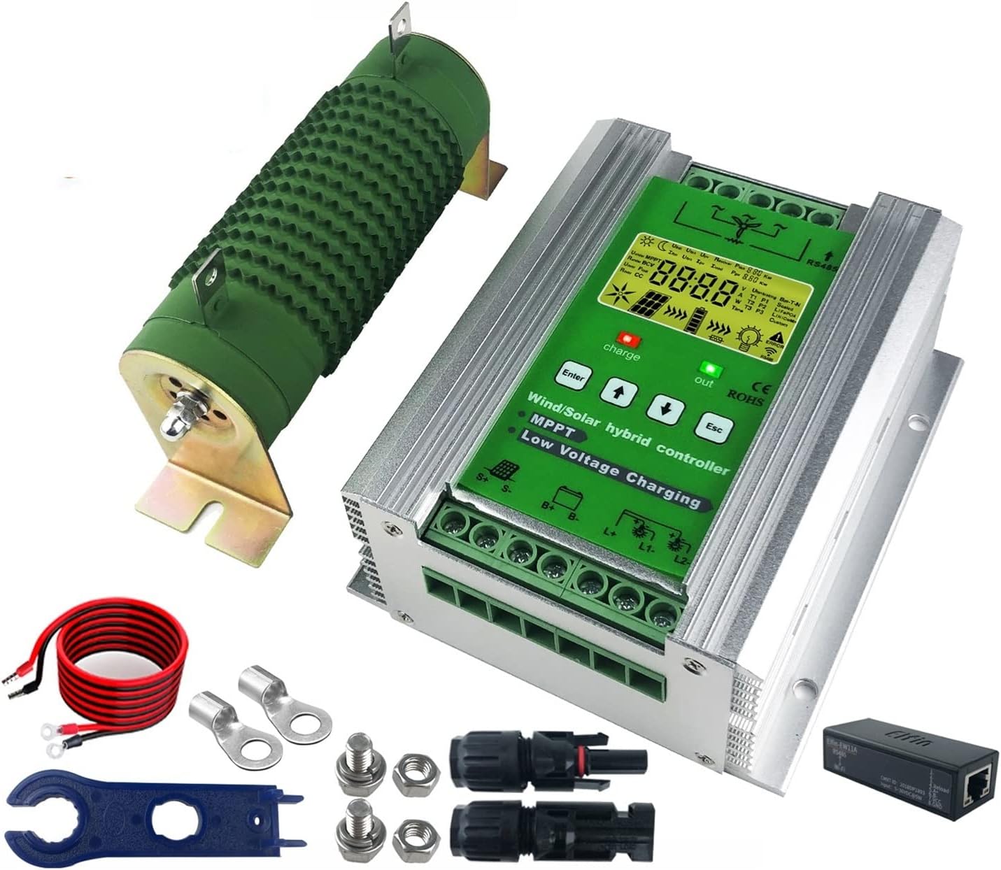 Charge Controller, 12V 24V 48V 3000W Wind Solar Hybrid Charge Controller Regulator for Solar Panel Wind Turbine for Lifepo4 Lithium Lead Acid(1500W Solar1500W,with WiFi)