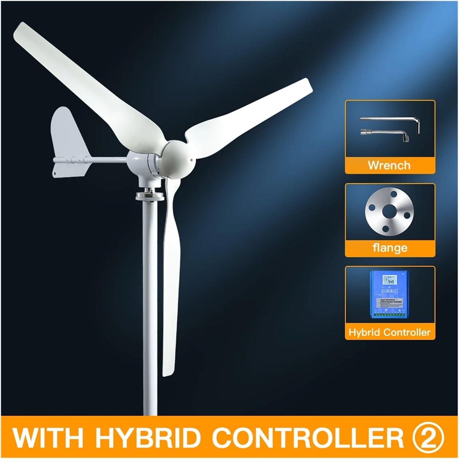 10KW Horizontal Turbine 12V/24V/48V Low Noise 5-Blade Wind Turbines Generator Kit for Family with Controller Industrial Energy(Model4,48V)