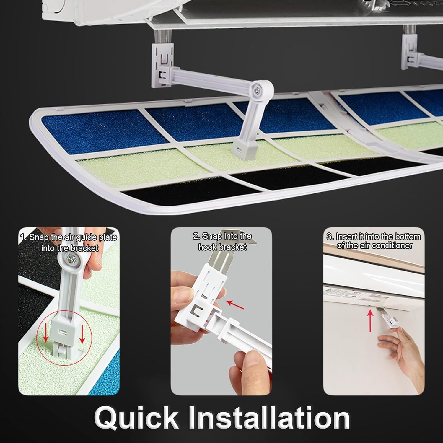 Bottom-mounted Air Vent Deflector, Universal Adjustable Air Conditioner Deflector, Air Deflector for Wall-mounted Air Conditioner