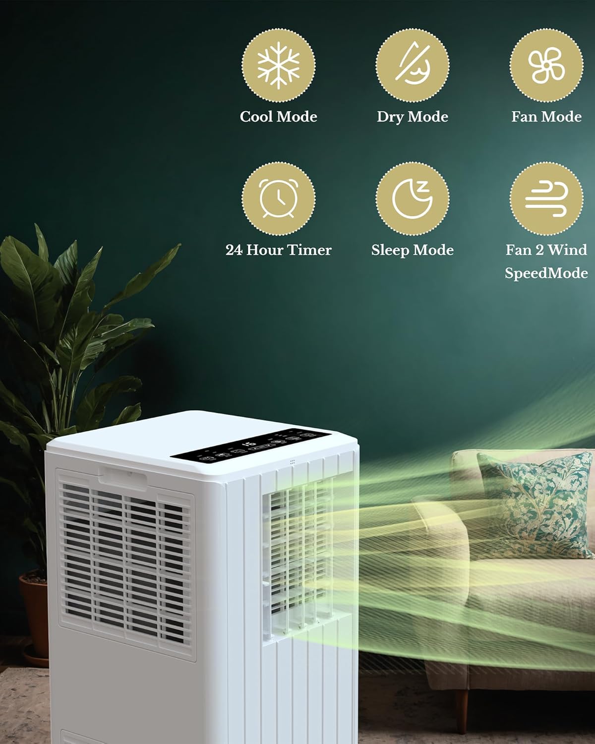 Portable Air Conditioners with Remote Control 8000 BTU,3-in-1 Free Standing Cooling AC Unit with Fan & Dehumidifier,for Room up to 350 Sq.Ft,Sleep Mode,3 Speed,JHS,White