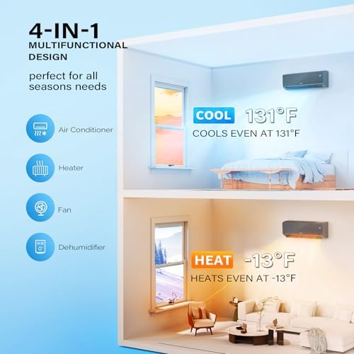 ROVSUN 9,000 BTU Mini Split Air Conditioner & Heater, 19 SEER2 115V Energy Saving Inverter Ductless Wall AC Unit with Pre-Charged Condenser, Heat Pump & Installation Kit, Black