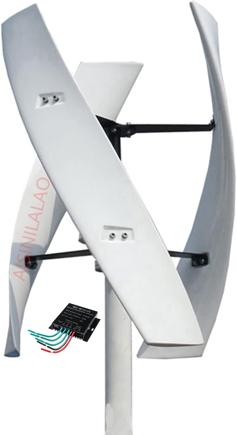 No Noise Vertical Wind Power Turbine Generator Kit,10000W 12V 24V 48V 220V AC Maglev Vertical Wind Generator + Controller for Home Or Camping (White)