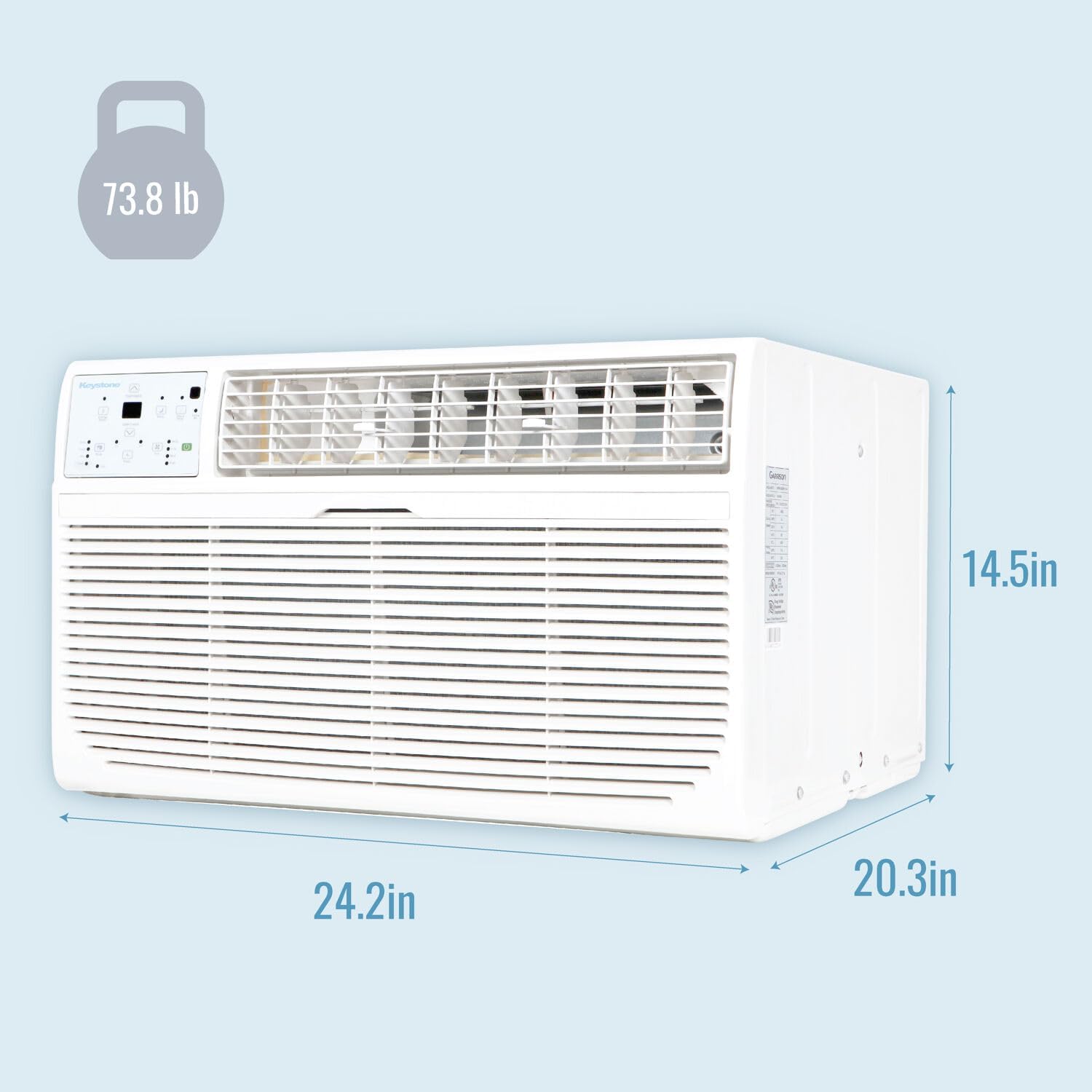 Keystone 10,000 BTU Wall Mounted Air Conditioner with Supplemental Heat and Dehumidifier, 230V, Wall AC with Remote Control for Small and Medium Sized Rooms up to 450 Sq.Ft., Quiet, High Efficiency AC
