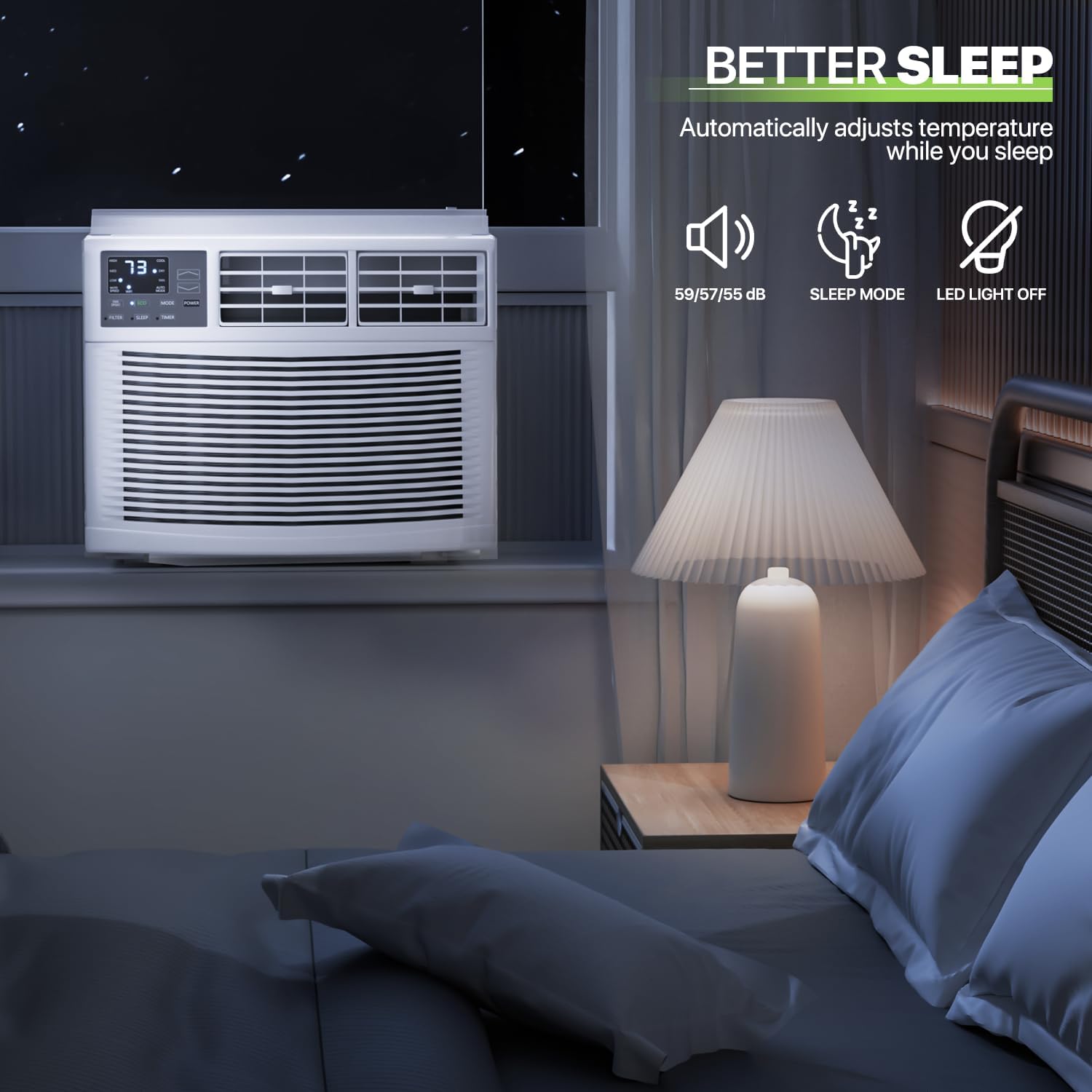 Magshion 12000 BTU Window Air Conditioner, Wi-Fi & Remote Control, Cools Large Rooms up to 450 Sq. Ft., Quiet Operation, 3 Cooling Modes, Washable Filter, Easy Install Window AC Unit