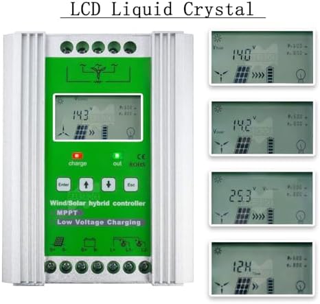 15000W Hybrid Charge Controller for Wind & Solar - Intelligent Digital Control with LCD Display (12V/24V/48V - 800W Wind + 1000W Solar) - Efficient Renewable Energy Solutions